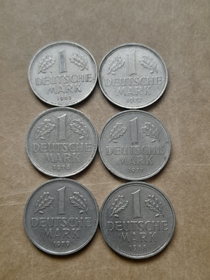 Deutsche 1 MARK kolikkosetti, 6kpl