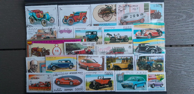 Autot / Autoja Postimerkkejä, Leimattuja 23 kpl