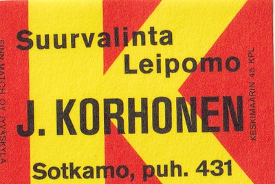 Sotkamo. Suurvalita leipomo, J. Korhonen    ,   b420