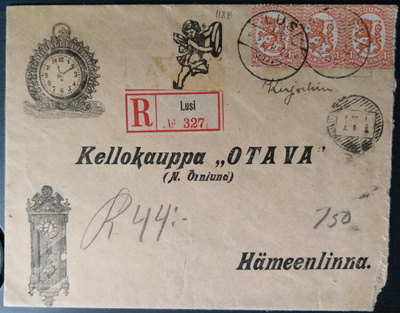 Kirjattu saarismerkkikirje mlk-leimalla 174, Lusi 1926