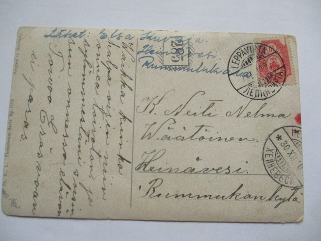 1910 Leppävirta + nrol 285 (R3) kortti