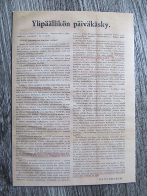 PROPAGANDA.....Ylipäällikön päiväkäsky 14.2 1940.