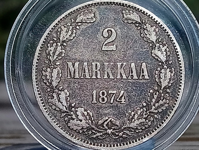 Suomen 2 mk hopearaha 1874