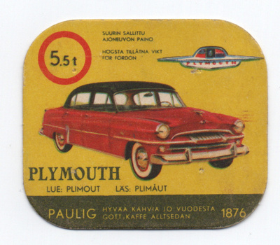 Kahvilappu Paulig PLYMOUTH