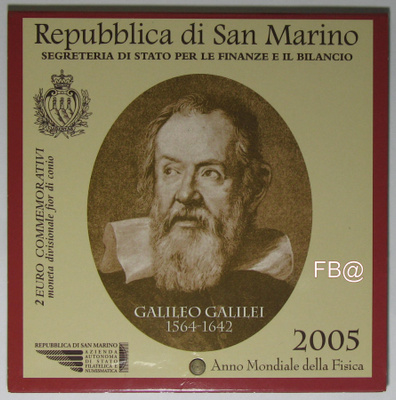 2005 San Marino "Galileo Galilei" Erikois 2€ blisterissä