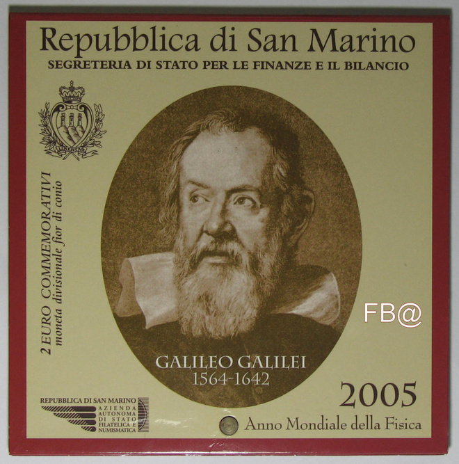 2005 San Marino "Galileo Galilei" Erikois 2€ blisterissä