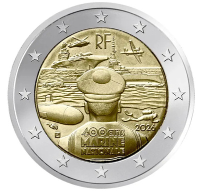 ** RANSKA 2€ 2026 Laivasto 400 v. pillerissä **