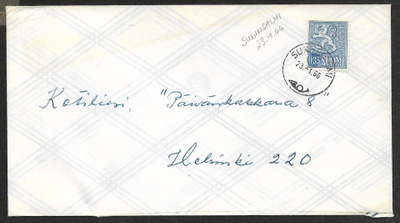 Postilähetys - Yl.m. 0,35mk (LAPE 613) Suninsalmi 23.4.66