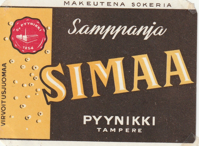 VANHA JUOMAETIKETTI - SAMPANJA SIMAA TAMPERE (K11-S88)