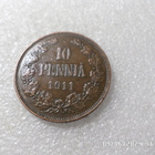 10 penniä 1911 siistikuntoinen kulkematon raha . - pikkukuva 1