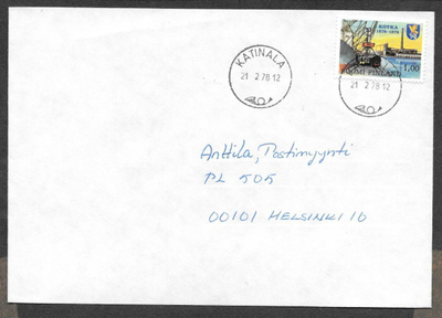 Postilähetys - Kotka 100v (LAPE 821) Katinala 21.2.1978