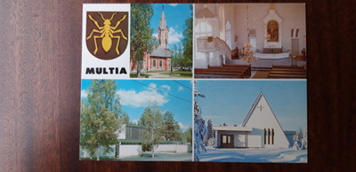 Multia kirkko, kortti, siunauskappeli ym, 70 luku ?