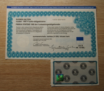 Suomen valtion vuoden 1995 obligaatiolaina, 10 000 mk
