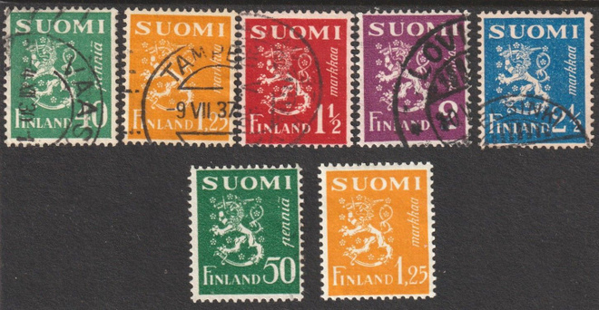 v.1932 kaikki Leijonamallin merkit leimattuna ja pari**