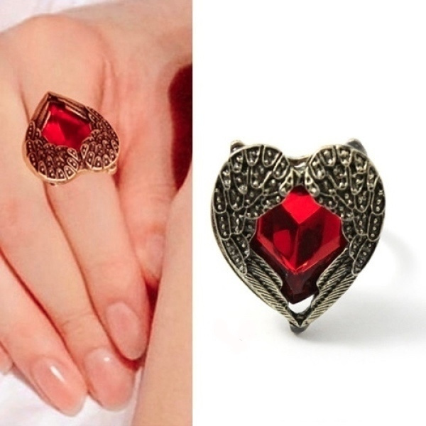 80  .. Lady Women's Fashion Red Love Heart Angel ... Sormus
