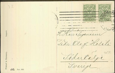 SV 32 pari postikortti Ruotsiin 1914