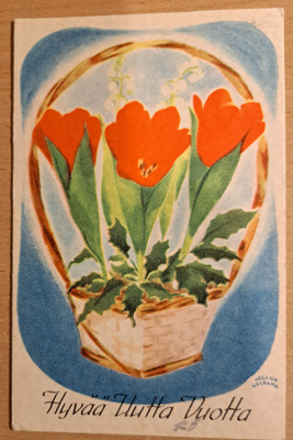 Helena Helkama; kukkakori, kulkenut 1945