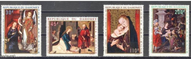 (S0032) DAHOMEY, 1969 (Christmas Paintings). Mi ## 399-402