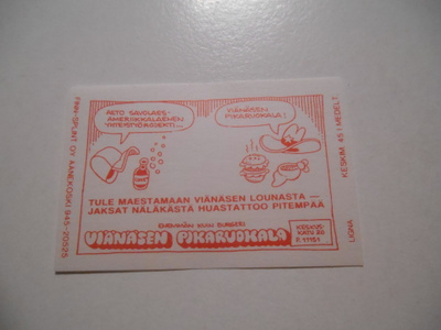 TT Etiketti Viänäsen pikaruokala " Näkymätön Viänänen "