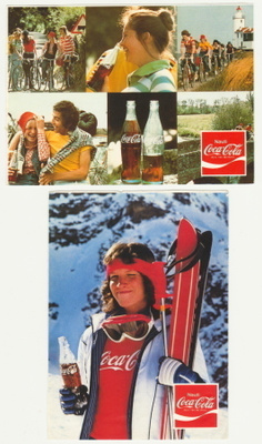 Coca-cola 2 mainoskorttia 80-luku Suomi