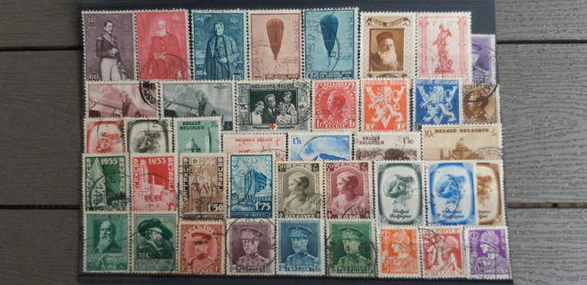 BELGIA n. 1930-luku LEIMATTUJA postimerkkejä o 40 kpl
