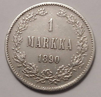 Hopea markka vuodelta 1890