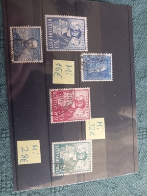 Postimerkkejä Saksa 1949/51/52 Mi 103,104,105,147,150