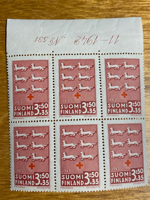 PR 1943 3,50MK+0,35MK NUMEROKUUSILO**
