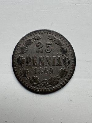 25 penniä 1869 *pieni lm*