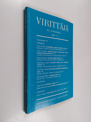 Virittäjä 4/1992 - Kotikielen Seuran aikakauslehti 96. vu...