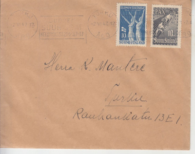 FDC 1947 suurkisat ja pariisin rauhansopimus.