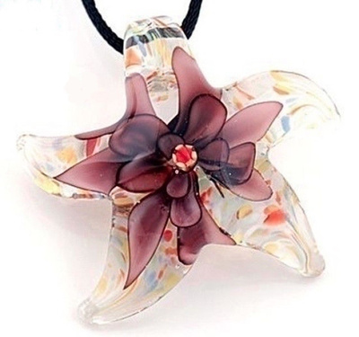 1065 .. Murano Lampwork Taidelasi Meritähti .. Kaulakoru