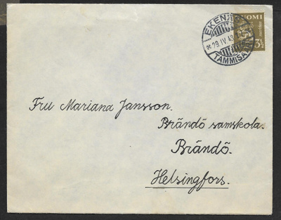 Postil. - Yl.m. 3,50mk (LAPE 265) Ekenäs 29.4.1943