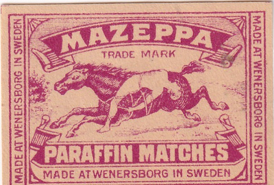 Mazeppa Parafin Matches. Made in Sweden, Hevonen   b611