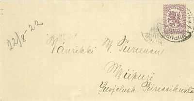 1921 60p lila paikalliskirje Viipurissa