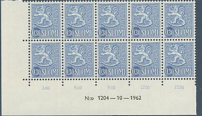 1963  30p sininen nro-10lö 1204 ++