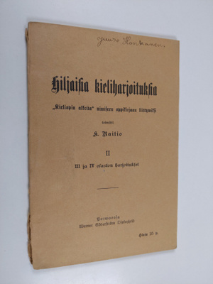 K. Raitio : Hiljaisia kieliharjoituksia :; "Kieliopin alk...
