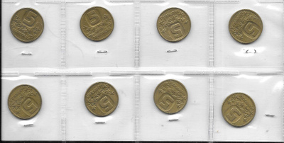 Suomi 5 markkaa 1982-89, 8 kappaletta