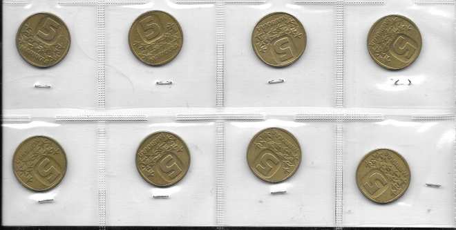 Suomi 5 markkaa 1982-89, 8 kappaletta