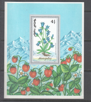 Mongolia blokki kukkia postituoreena.