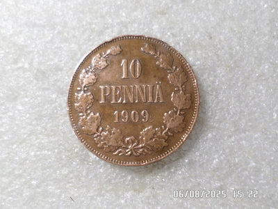 10 Penniä 1909 kulkematon kl 9