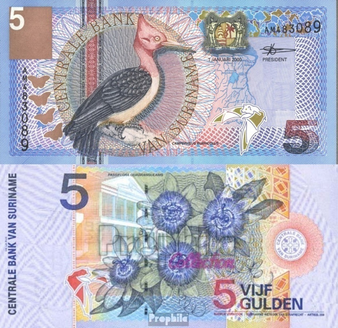 SURINAM 5 GULDEN 2000 P-146 UNC  (K15-S141)