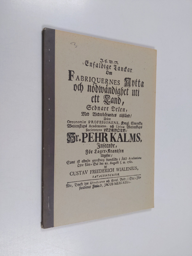 Gustav Friederich Wialenius : Joitakin ajatuksia tehtaitt...