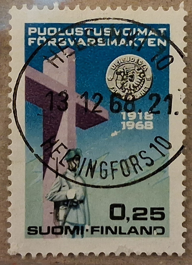 1968 0,25mk Puolustusvomat: Nappiloisto H:ki 13.12.68 (1190)