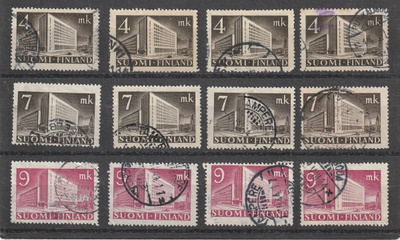 1939-1942 POstitalo 4mk-9mk merkkejä leimattuina.