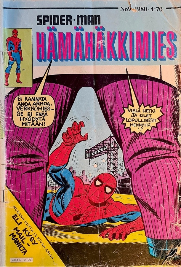 Hämähäkkimies No 9 1980 - Marvel-sarjakuvalehti.  