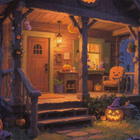 Halloween koristeltu mökin kuisti - pikkukuva 1
