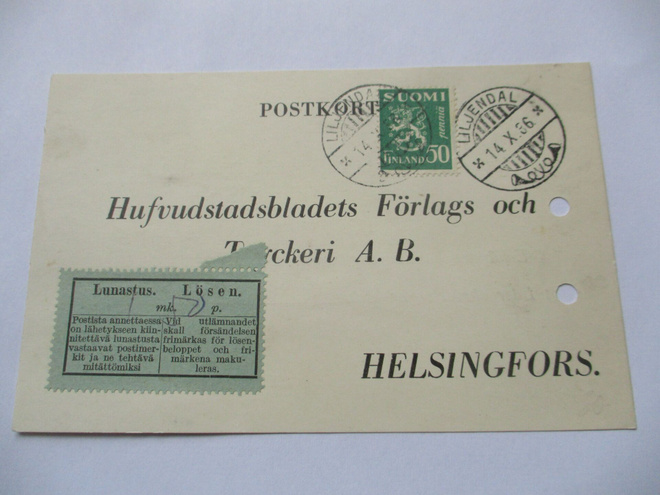 1936 Liljendal lunastuskortti