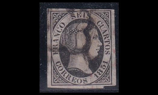 Espanja 6w o Isabella II 6 C normaali pap. (1851)