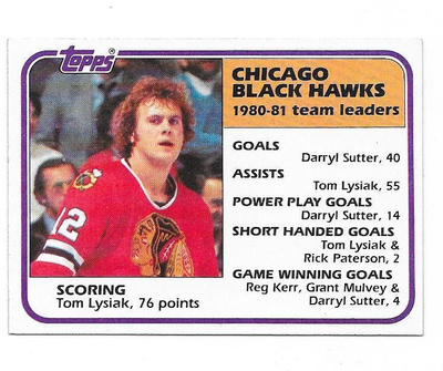 1981-82 Topps #49 Tom Lysiak Chicago Blackhawks